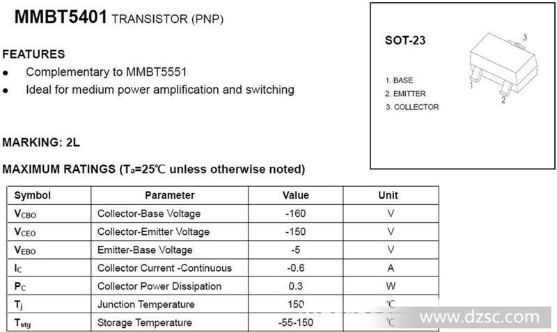 长电三极管5401/mmbt5401/2l