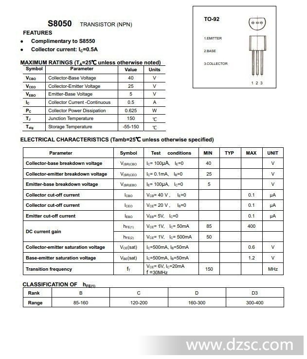 如有需求请联系; npn引脚图; 供应s8050 to-92