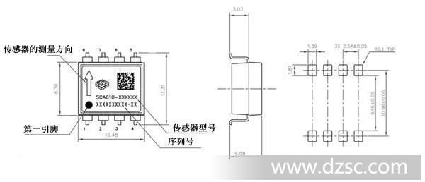 vti单轴加速度传感器sca610-c23h1a是模拟电压输出,详细接线图如下图