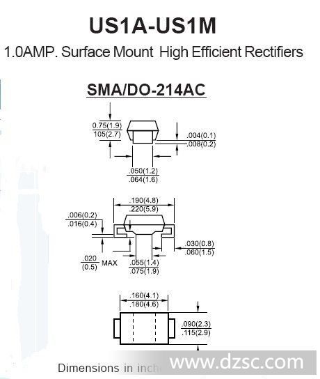 贴片二*管us1m 1a/1000v sma lge_快/超快/特快恢复二极管_维库电子