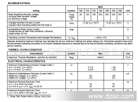 正品安森美on 超恢复快速直插二极管mur160 do-41 华强电子世界店