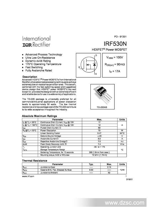 irf530n场效应管