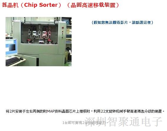供应拣晶机（Chip Sorter） （晶圆*移载装置