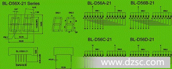 seven segment LED | 0.56 inch LED | double digit LED Package diagram