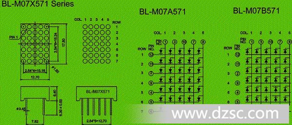 dot matrix led | 5x7 display 0.7 inch height Package diagram