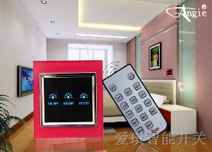 供应红色三路智能开关触摸开关