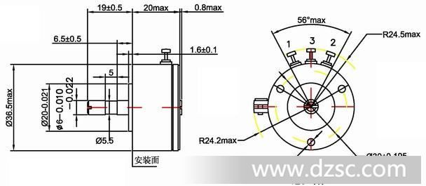 角度传感器（导电塑料电位器）GC03-WDS36/2K/345d
