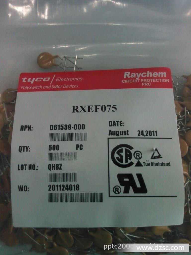 RAYCHEM瑞侃/TYCO泰科   自恢复保险丝RXEF075  72V0.75A供样