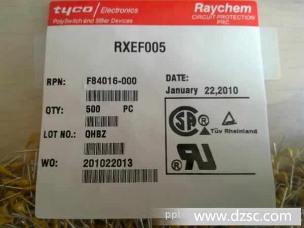 RAYCHEM/TYCO插件 自恢复保险丝 RXEF005  60V0.05A供样