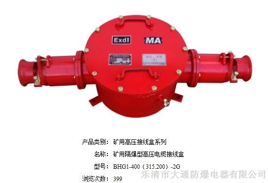 供应BHG1-200/6KV-2G二通高压电缆接线盒 矿用隔爆型