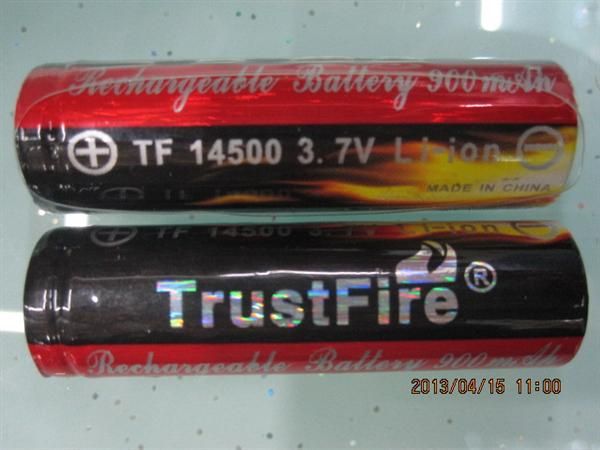 *火TrustFire 14500 5号锂电 880mA 足容AA电池原装锂电