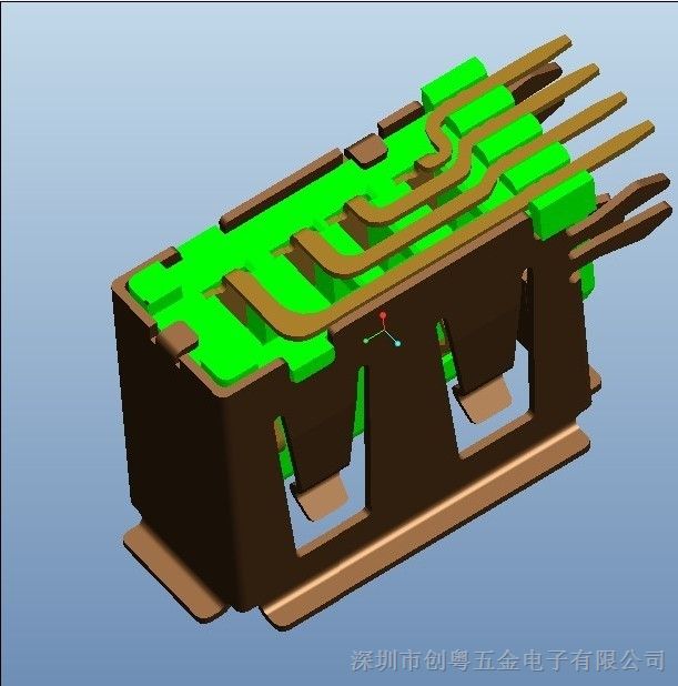 供应短体U*母座 长度10.5 侧插式 鱼叉脚 3D图纸 2D CAD