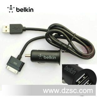 贝尔金新品 iPhone4S 车载双USB口充电器/车充/附线缆 F8Z899qe