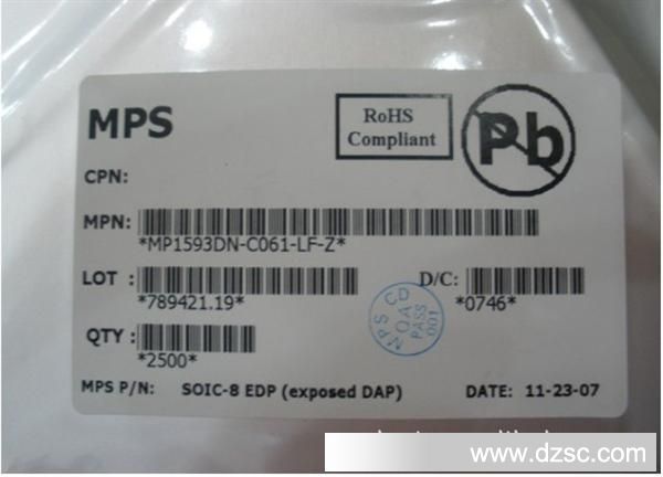 供应  MP1593DN-LF-Z 美国MPS降压DC / DC转换器 28V, 385KHz