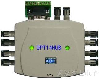 供应武汉波仕电子1扩4路串口光纤集线器OPT14HUB