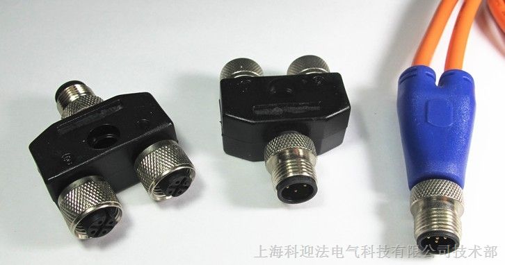 Y型插头,M12外螺纹-2xM12总线输出插头，T型转接器