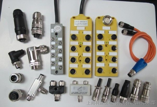 M12信号插头、M8信号线插头，7/8电源插头、5/8耐高温电源信号插头有：公头和母头插头和插座，有直角和弯角，从2芯到12芯。