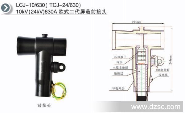 【插拔头】10kv电缆插拔头|10（24）kV630A欧式二代屏蔽前接头