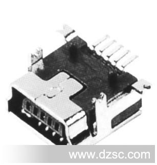 供应 MINI USB 5P母座B Type 短体SMT前插后贴式