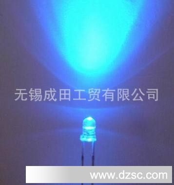 现货F3蓝灯，3mm圆头透明蓝灯，2000-3000mcd