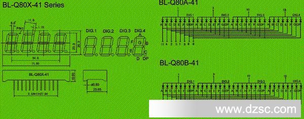 7 Segment white LED - Four Digit 0.8 inch - LED components Package diagram