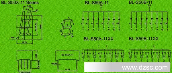 7 segment led | led 7 segment | single LED 0.50 inch Package diagram