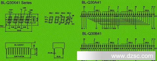 7 Segment LED - Four Digit 0.30" - custom LED Package diagram