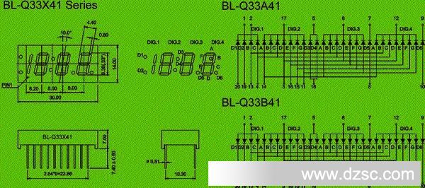 7 Segment LED - Four Digit 0.33" - led display manufacturer Package diagram