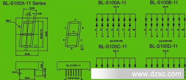 7 Segment white LED - single digit 1.0 inch  Package diagram