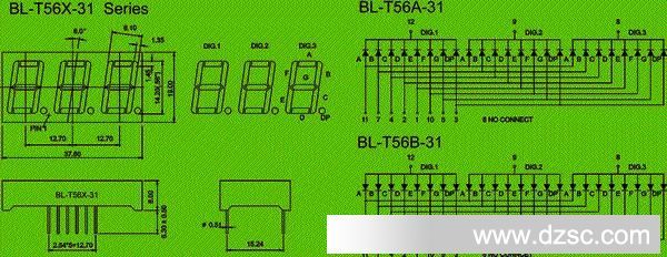 Three Digit 7-Segment Through-Hole Display Package diagram