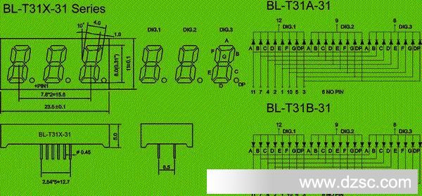 7 segment LED | 0.31 inch Package diagram