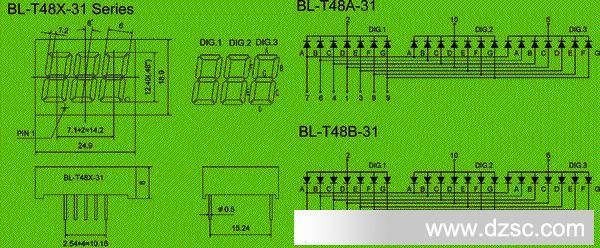 Seven-Segment LED | 0.48" three digit Package diagram