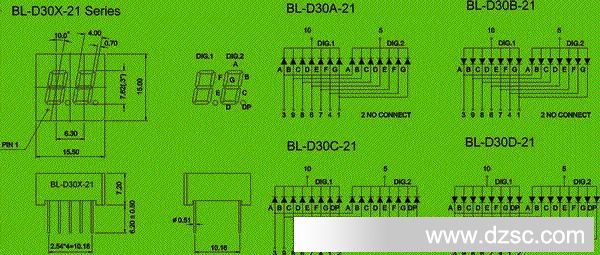 7 segment display | double digit | blue led display Package diagram