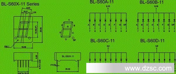 led specifications | 7 segment LED | 0.6 inch Package diagram