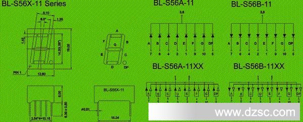electronic component suppliers | 7 segment LED | 0.56" single digit Package diagram