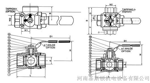 Q14F、Q15F内螺纹三通球阀