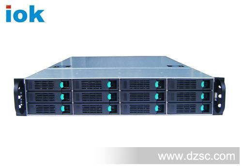 iok存储服务器机箱/标准2U 矩阵磁盘阵列机箱 安防监控12个硬盘位