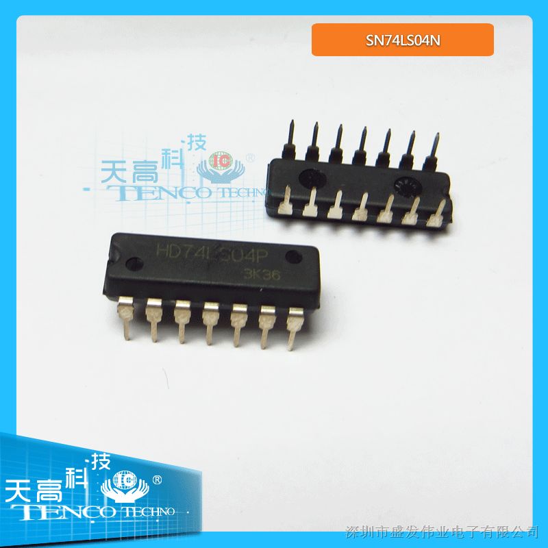 供应 TI原装 SN74LS04N, 74LS04 六反相器直插芯片 封装 DIP-14
