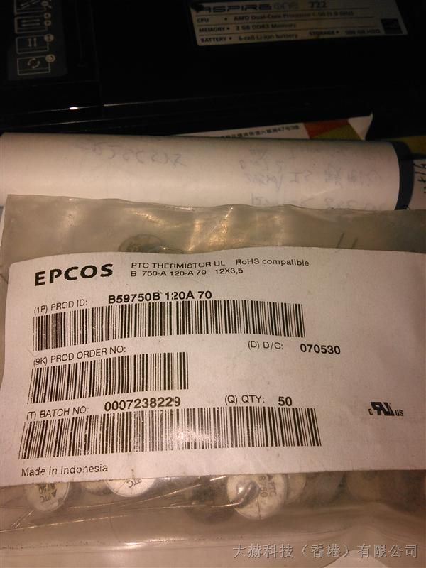 供应EPCOS PTC B59750B120A70过流保护可恢复热敏电阻