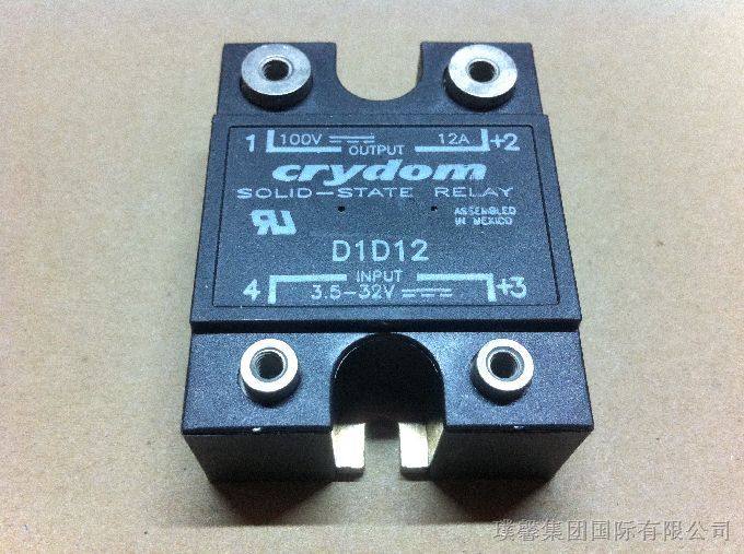Crydom固态继电器D1D12 工业安装 PM IP00 SSR 100VDC 12A,3.5-32VDC In