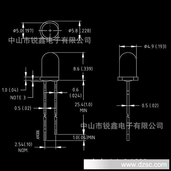 *5MM圆头白发蓝led发光二*管1