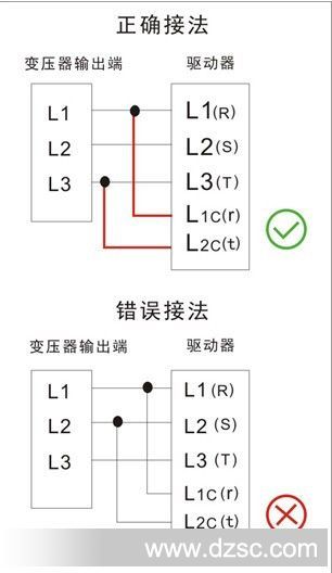 变压器输出与驱动器之间接正确线图