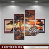 【*】纯手绘客厅4拼无框画定制批发 家居饰品 沙发挂画26