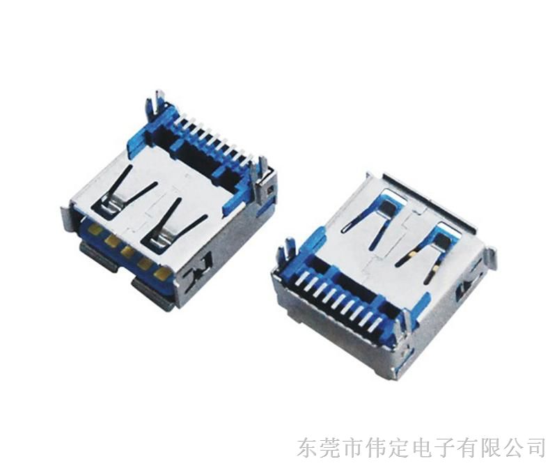 短体贴片USB 3.0连接器AF  SMT插头A型母座鱼叉脚长14.50mm