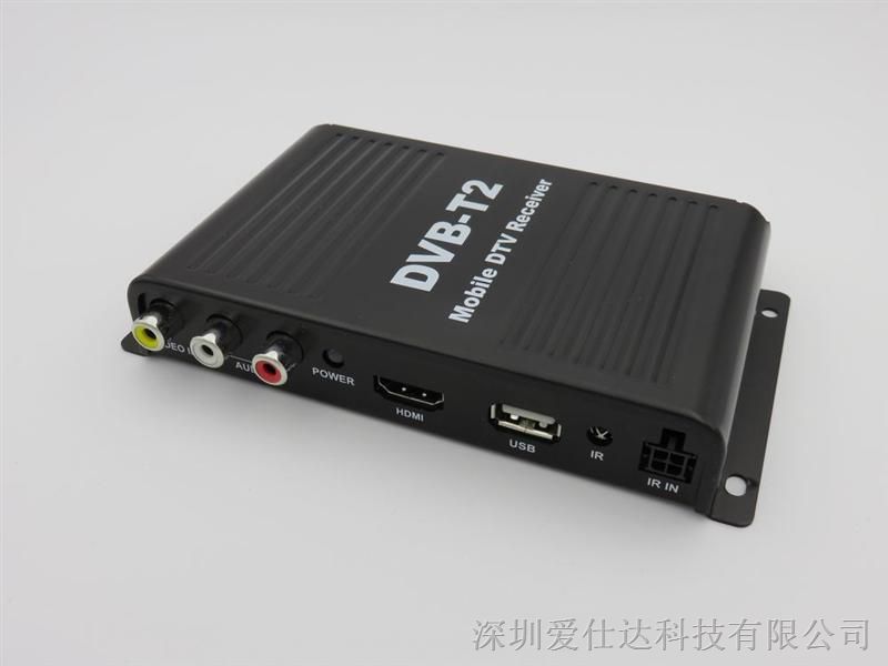 供应DVB-T2双天线高清车载数字电视接收盒DTR-1506