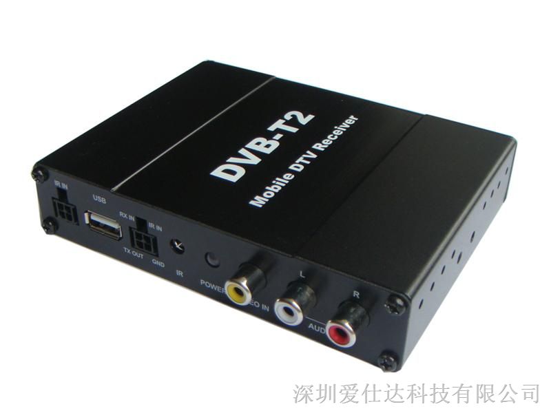 供应DVB-T2双天线高清车载数字电视接收盒DTR-1505