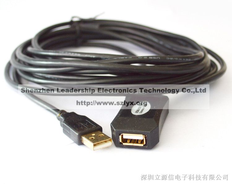 供应纯铜USB延长线USB2.0连接线 10米USB数据线信号放大器