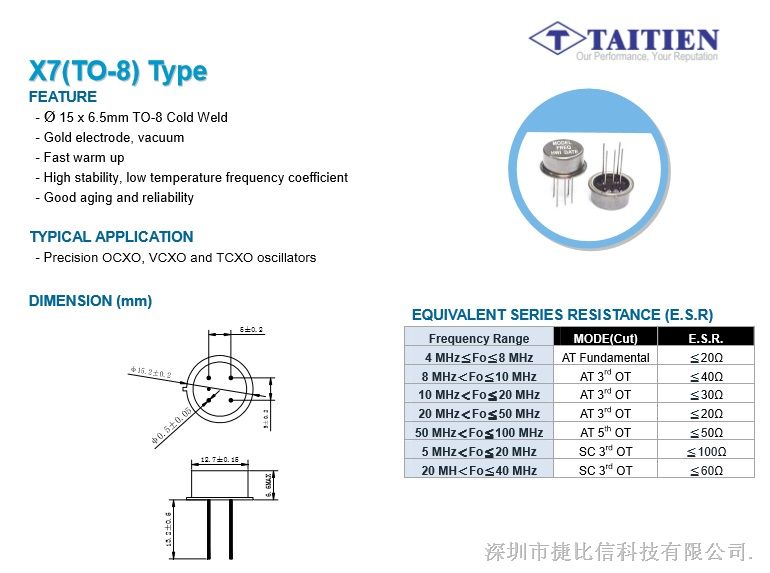 高稳定性，良好的耐老化性和可靠性晶振   泰艺晶振