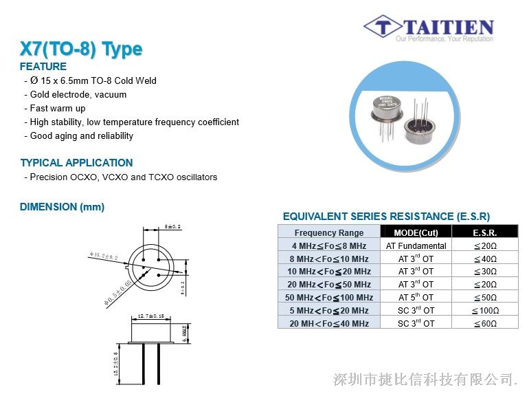 TCXO晶振    15 x 6.5mm泰艺高精度晶振