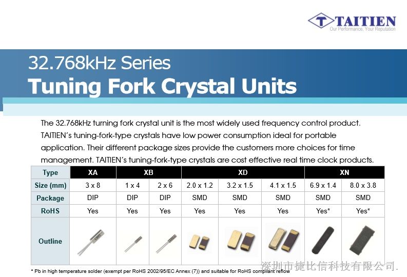 插件石英钟振   32.768kHz泰艺晶振